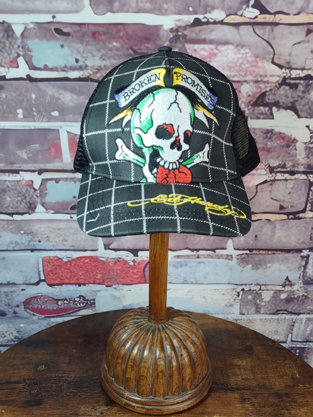 Ed Hardy Broken Promises Plaid  Trucker Hat